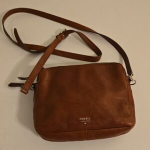 Fossil Tan Leather Crossbody Bag